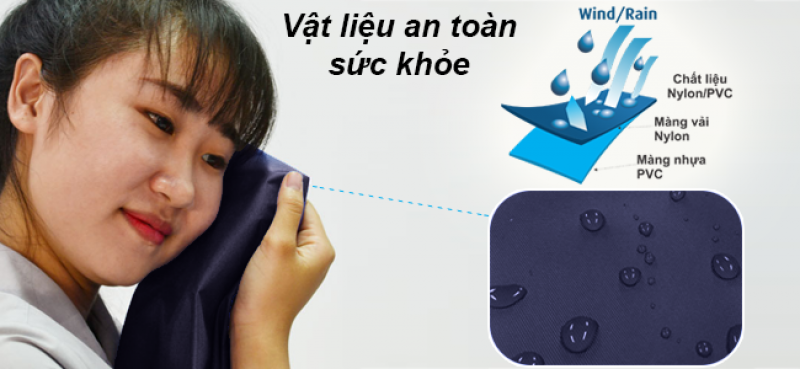 chất liệu nylon/pvc xanh đen áo mưa RANDO
