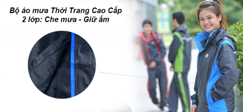 bộ áo mưa 2 lớp bộ thời trang cao cấp RANDO