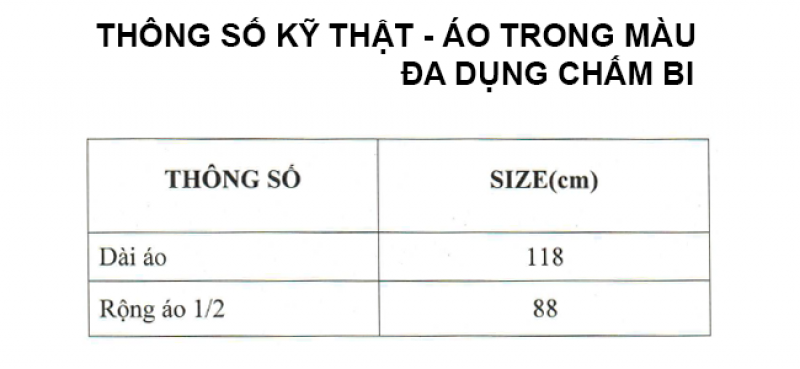 thông số kỹ thuật áo mưa trong màu đa dụng chấm bi RANDO