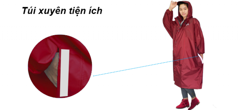 túi xuyên áo mưa bít sườn Bisur dây kéo RANDO