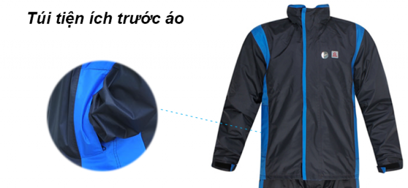 Túi trước bộ áo mưa 2 lớp thời trang cao cấp RANDO